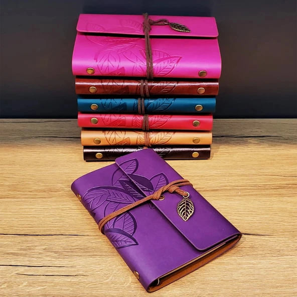pilelistore Yaprak Desenli Deri Defter ürün görseli 1