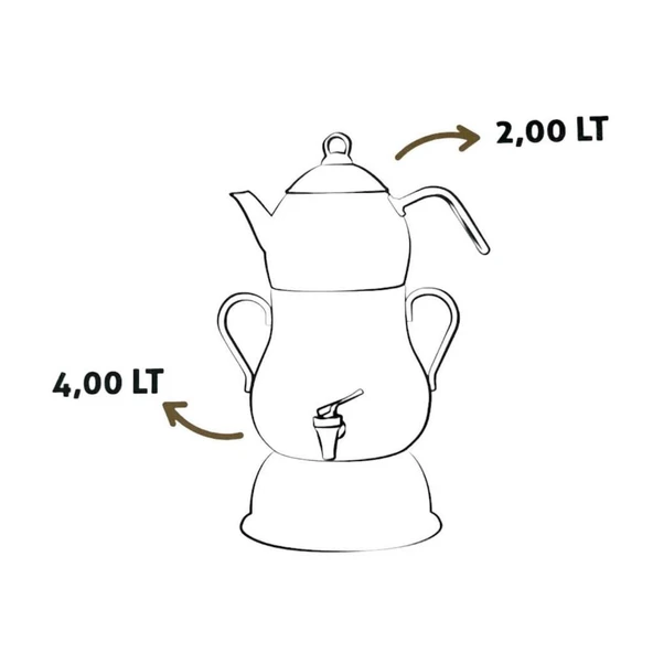 Lines Şahmeran 4 lt Elektrikli Semaver - Çelik Çay Makinesı - Çay Otomatı - Resim 3