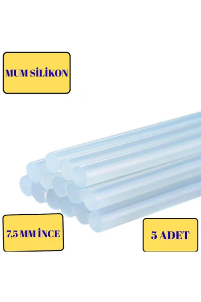 BBS HOME İnce Şeffaf Sıcak Mum Silikon 7.5MM 30CM 5 Adet ürün görseli