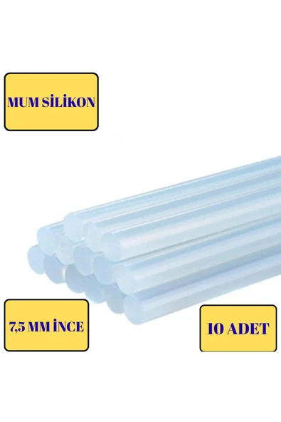 BBS HOME İnce Şeffaf Sıcak Mum Silikon 7.5MM 30CM 10 Adet ürün görseli