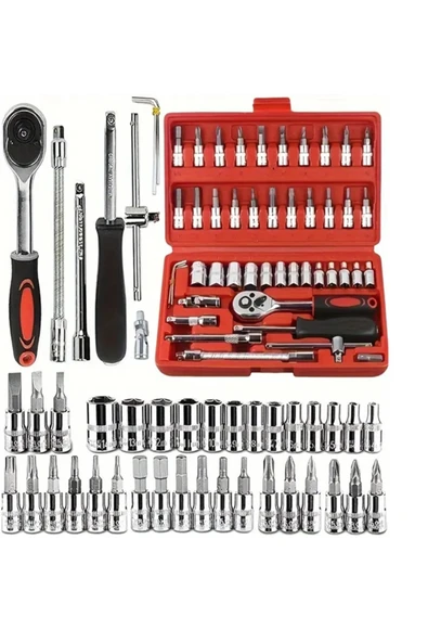 BBS HOME Cr-v Max 1/4 Cırcırlı 46 Parça Lokma Anahtar Takımı Bits Uç Seti Tam Set Germany - Resim 3