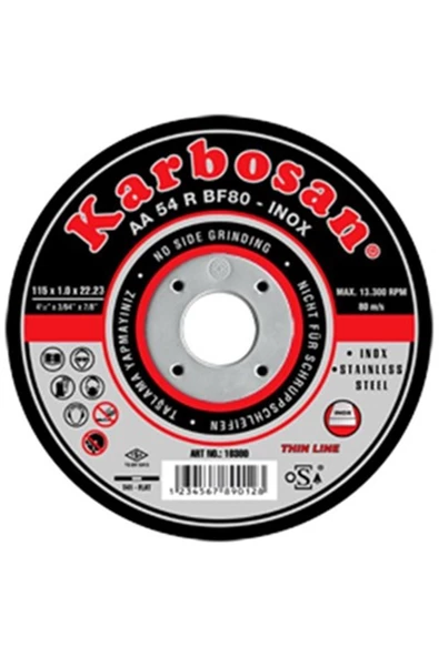 KARBOSAN 115x1.0x22 Mm Inox Kesici Taş Karbosan-10adet ürün görseli