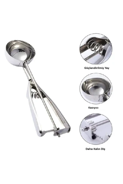 BBS HOME 4 cm Paslanmaz Çelik Dondurma Kepçesi, Kurabiye Kepçesi, Küçük Boy Kurabiye ve Dondurma Kepçesi ürün görseli