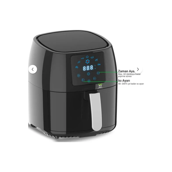 Wiami Wiami 4.5l Hava Fritözü - Siyah, Yağsız ve Lezzetli Kızartma ürün görseli