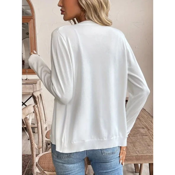 Lucky Life Kadın Uzun Kollu önden Düğmeli Triko Ceket - 3