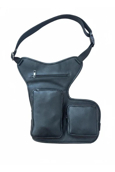 Atolye Luxora Ayarlanabilir Kemerli Çok Amaçlı Hakiki Deri Taktik Çanta - 4