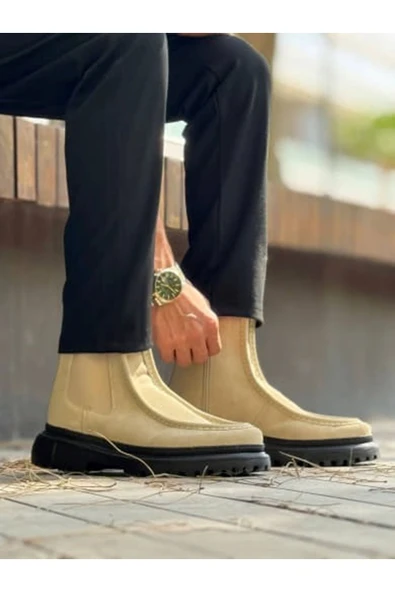 Pabucmarketi Fermuarlı Erkek Düz Bot Kum Süet - 2