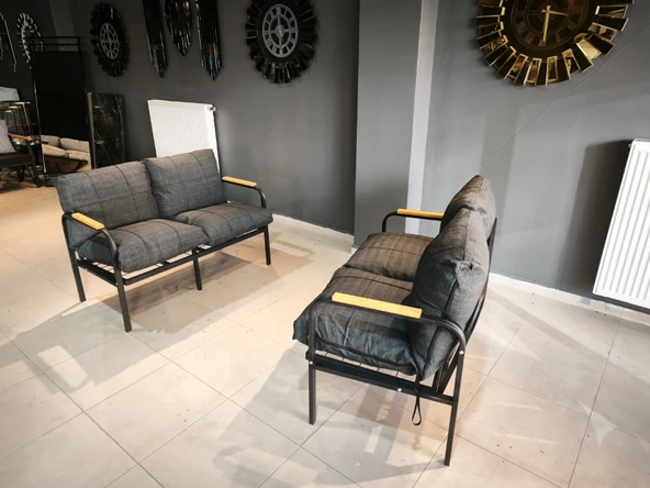 Serdemdizayn SERDEM-(ECO)-2-2- METAL BAHÇE BALKON TAKIMI MOBİLYA GRUBU (ANTRASİT) ürün görseli