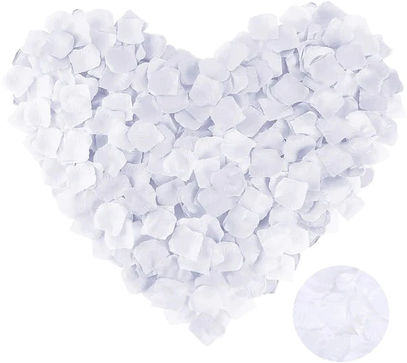 pilelistore Beyaz Renk Gül Yaprağı Şekilli Konfeti 5 Paket 500 Adet