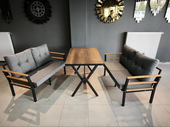Serdemdizayn SERDEM-(KUQU)-2+2+MASA BAHÇE BALKON TAKIMI MOBİLYA GRUBU (GRİ) - 2