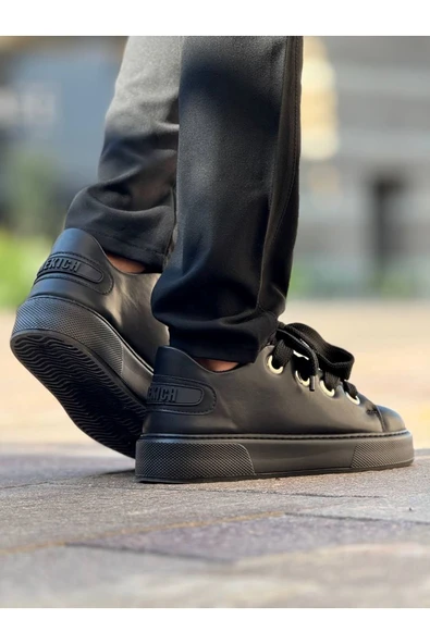 Pabucmarketi Bağcıklı Erkek Günlük Ayakkabı Siyah (Siyah Taban) - Resim 2