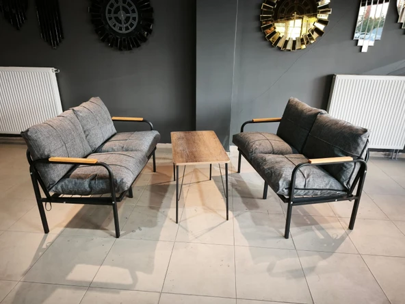 Serdemdizayn SERDEM-(ECO)-2-2-SEHPA BAHÇE BALKON TAKIMI MOBİLYA GRUBU (GRİ) - 1