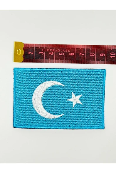 Atolye Luxora Dogu Türkistan Bayragı Desenli , Yelek ve Ceket ,Sirt Patch, Yama - 3