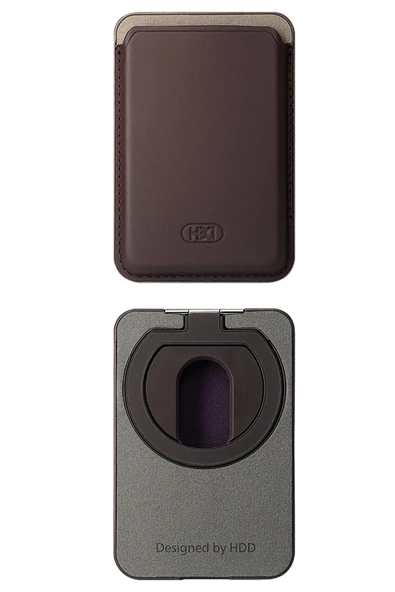 HS-016 Stant Özellikli Magsafe Kartlık - Kahverengi - 7