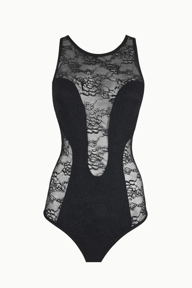 Siyah Flashy Full Dantelli Bodysuit ürün görseli 1