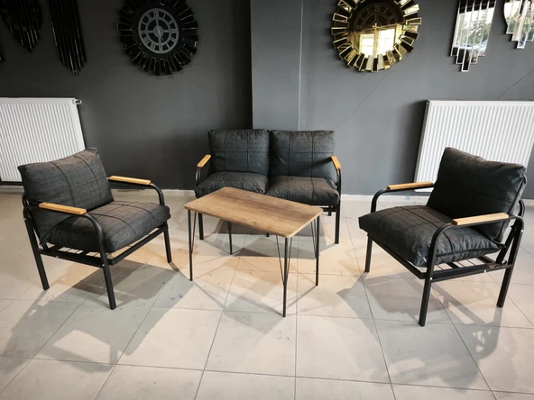 Serdemdizayn SERDEM-(ECO)-2-1-1--SEHPA - METAL BAHÇE BALKON TAKIMI MOBİLYA GRUBU (ANTRASİT) - 2
