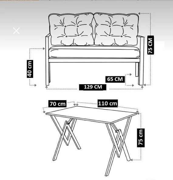 Serdemdizayn SERDEM-(KUQU)-2+2+MASA BAHÇE BALKON TAKIMI MOBİLYA GRUBU (KREM) - 4