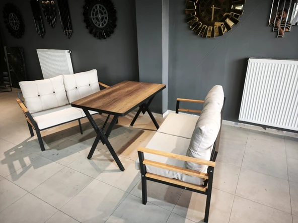 Serdemdizayn SERDEM-(KUQU)-2+2+MASA BAHÇE BALKON TAKIMI MOBİLYA GRUBU (KREM) - 2