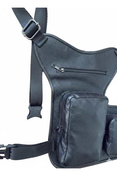 Atolye Luxora Ayarlanabilir Kemerli Çok Amaçlı Hakiki Deri Taktik Çanta - 3