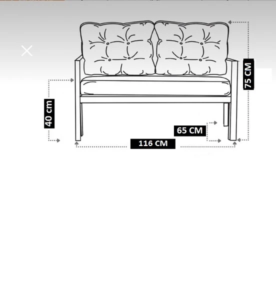 Serdemdizayn SERDEM-(ECO)-2-2- METALBAHÇE BALKON TAKIMI MOBİLYA GRUBU  (KREM) - 4