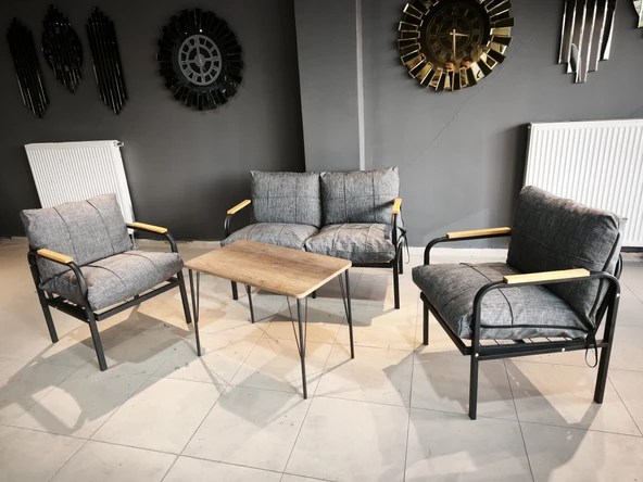 Serdemdizayn SERDEM-(ECO)-2-1-1--SEHPA - METAL BAHÇE BALKON TAKIMI MOBİLYA GRUBU (GRİ) - Resim 2