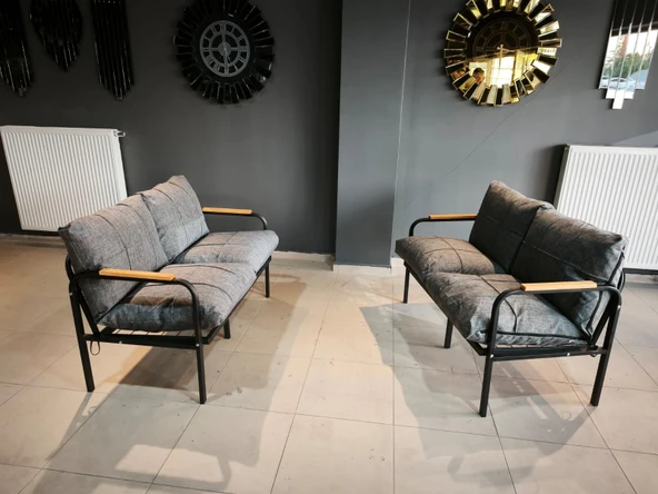 Serdemdizayn SERDEM-(ECO)-2-2- METALBAHÇE BALKON TAKIMI MOBİLYA GRUBU (GRİ) - 1