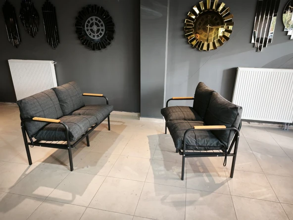 Serdemdizayn SERDEM-(ECO)-2-2- METAL BAHÇE BALKON TAKIMI MOBİLYA GRUBU (ANTRASİT) - Resim 2