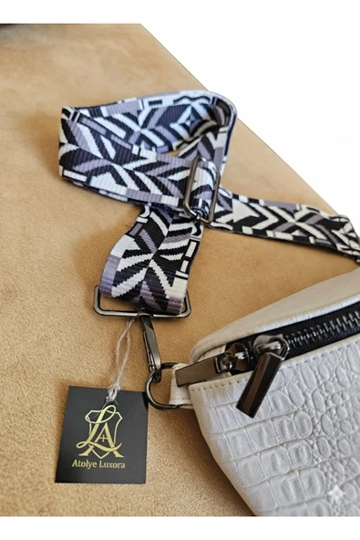 Atolye Luxora Hakiki Deri Bel Çantası , Timsah Baskısı Desenli - 4