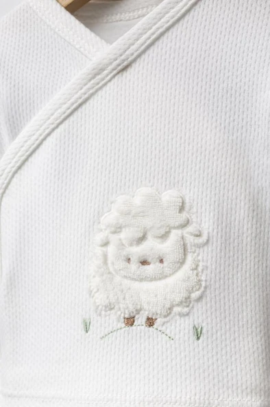 Bebitof %100 Pamuk Kuzu Desenli 5 Parça Yenidoğan Hastane Çıkışı Zıbın Seti BBTF.EKR.20128 - 4