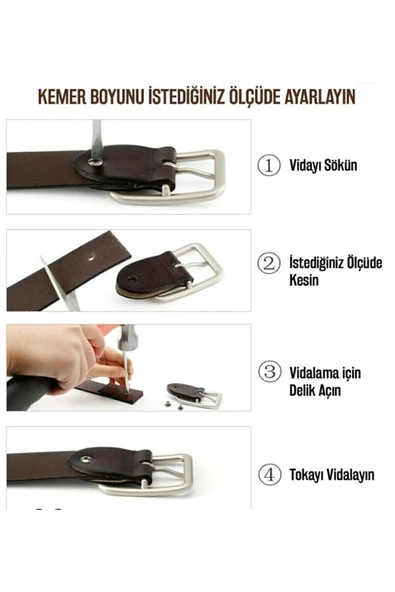 Atolye Luxora Hakiki Manda Derisi El işçiliği Yapımı Erkek Kemeri 4 cm - 3