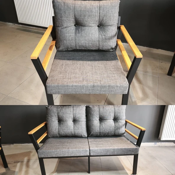 Serdemdizayn SERDEM-(KUQU)-2+1+1+MASA BAHÇE BALKON TAKIMI MOBİLYA GRUBU (GRİ) - 3