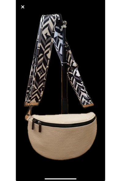 Atolye Luxora Hakiki Deri Bel Çantası , Timsah Baskısı Desenli