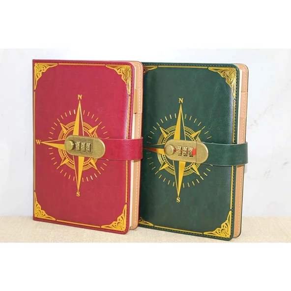 pilelistore Özel Tasarım Şifreli Deri Defter