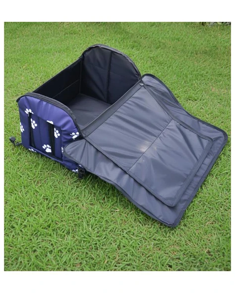 Yuga Pati Desenli Lacivert Kedi Evi Isı ve Yağmur Korumalı - 3