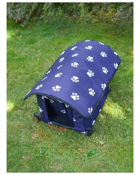 Yuga Pati Desenli Lacivert Kedi Evi Isı ve Yağmur Korumalı - 2