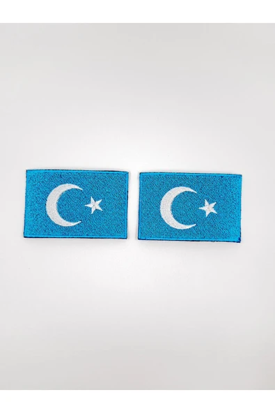 Atolye Luxora Dogu Türkistan Bayragı Desenli , Yelek ve Ceket ,Sirt Patch, Yama - 2