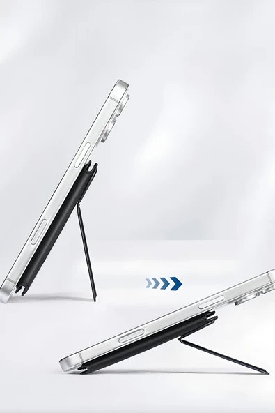 HS-021 Stant Özellikli Magsafe Kartlık - Siyah - 4