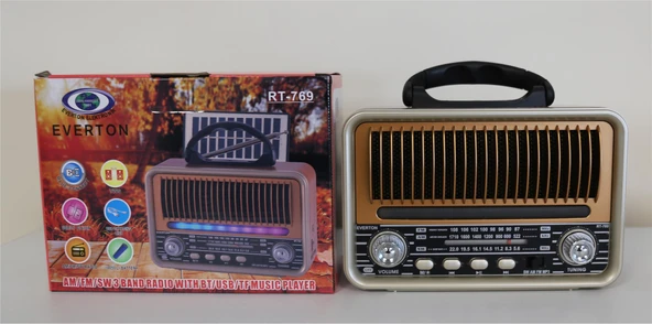 Everton Rt-769  Bluetooth Fm-Usb-Tf-Aux  Şarjlı Nostaljik Radyo ürün görseli