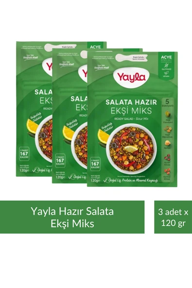 Yayla Salata Hazır Ekşi Miks 120 gr x 3 Adet