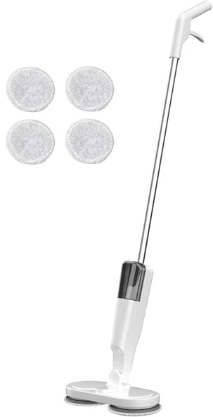 Valkyrie Şarjlı Su Püskürtmeli Elektrikli Mop – Çift Döner Başlık, Mikrofiber Ped, 2000 mAh, Tüm Zeminlerde Etkili Beyaz - 5