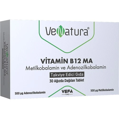 Venatura Vitamin B12 MA Metilkobalamin ve Adenozilkobalamin 30 Tablet ürün görseli