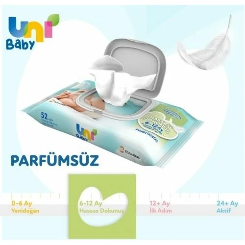 Uni Baby Hassas Dokunuş 6-12 Ay Islak Mendil 52 Yaprak - 3 Adet - Resim 5