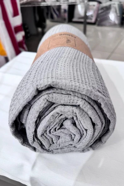 Çeyiz Diyarı Çift Kişilik Yazlık Pamuklu Tek Pike 230x210 cm Gri - Resim 2