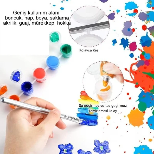 Mini saklama kutusu 2ml 6'lı şerit, boya paleti, boya saklama kabı, küçük hokkalar-2 Şerit - Resim 3