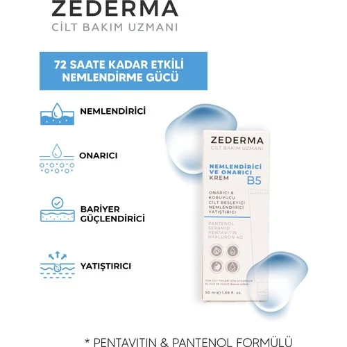 Zederma Nemlendirici Onarıcı ve Koruyucu B5 Cilt Bakım Kremi 50 ml - Resim 3