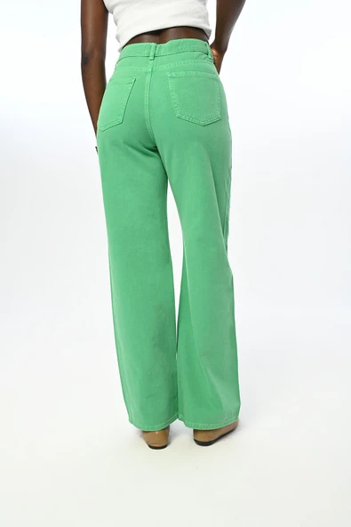 KADIN YAPIŞTIRMA TAŞ İŞLEMELİ DÜZ RENKLİ KOT PANTOLON - 9