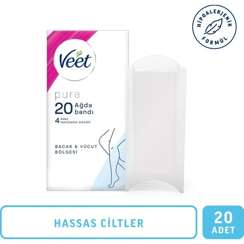Veet Pure Bacak ve Vücut Bölgesi İçin Hipoalerjenik Sir Ağda Bandı 20li ürün görseli