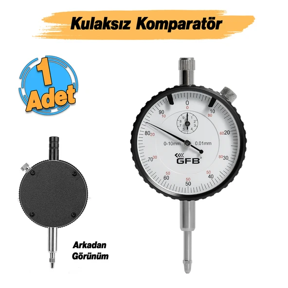 Mekanik Analog İbreli KULAKSIZ Komparatör Saati 0.1 mm-10 mm Mekanik Kadranlı Çevrimli Ölçüm Ayaksız - Resim 2