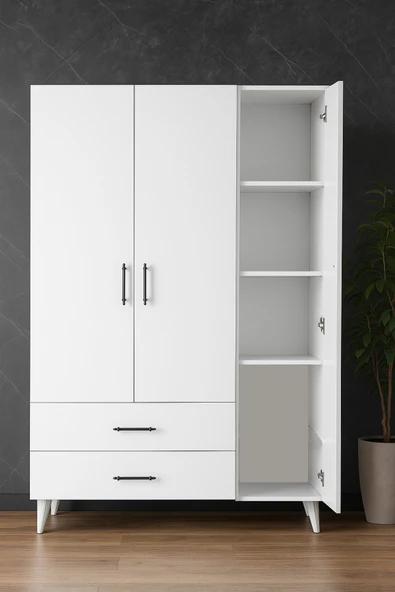 eshowrom Meli 3 Kapaklı 2 Çekmeceli Gardırop - Resim 2