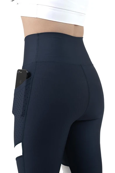 Lazer Kesim Cepli Lacivert-beyaz Spor Tayt - glint.2462 - Resim 5